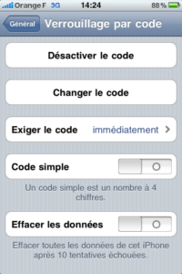 code de dévérouillage